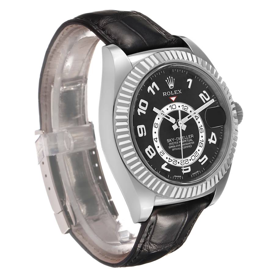 Sky-Dweller White Gold Black Dial Mens Watch 326139 Box Card