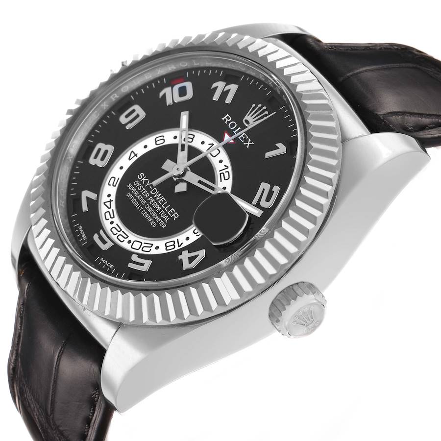 Sky-Dweller White Gold Black Dial Mens Watch 326139 Box Card