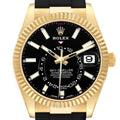 Sky-Dweller Yellow Gold Black Dial Oysterflex Mens Watch 326238 Box Card