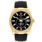 Sky-Dweller Yellow Gold Black Dial Oysterflex Mens Watch 326238 Box Card