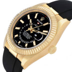 Sky-Dweller Yellow Gold Black Dial Oysterflex Mens Watch 326238 Box Card