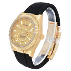 Sky-Dweller Yellow Gold Champagne Dial Oysterflex Mens Watch 326238
