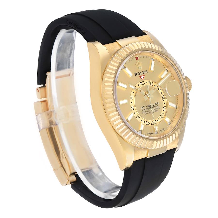 Sky-Dweller Yellow Gold Champagne Dial Oysterflex Mens Watch 326238