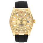 Sky-Dweller Yellow Gold Champagne Dial Oysterflex Mens Watch 326238
