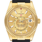 Sky-Dweller Yellow Gold Champagne Dial Oysterflex Mens Watch 336238
