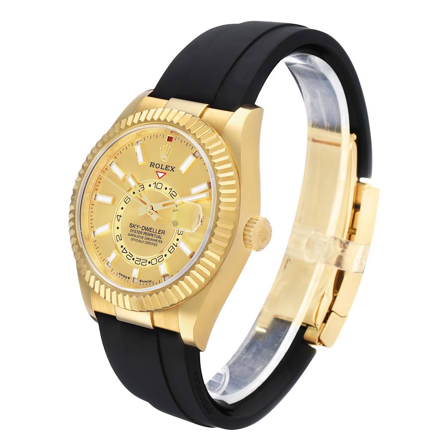 Sky-Dweller Yellow Gold Champagne Dial Oysterflex Mens Watch 336238