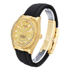 Sky-Dweller Yellow Gold Champagne Dial Oysterflex Mens Watch 336238