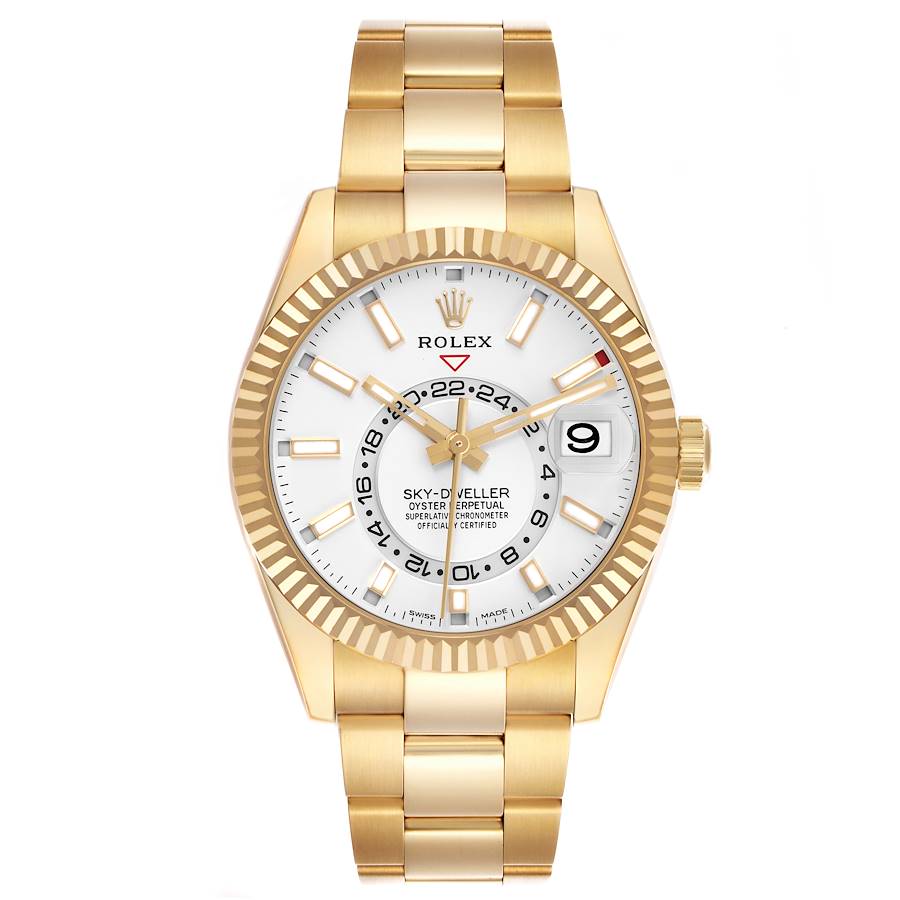 Sky-Dweller Yellow Gold White Dial Automatic Mens Watch 326938