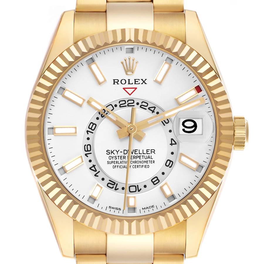 Sky-Dweller Yellow Gold White Dial Automatic Mens Watch 326938