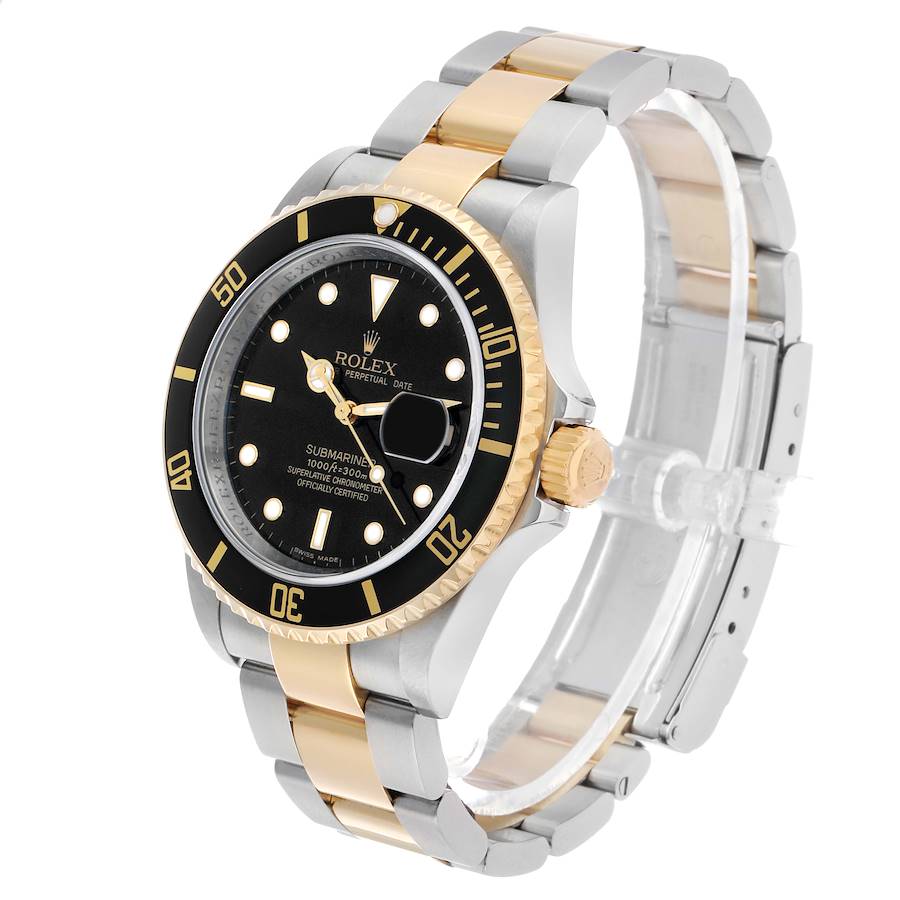 Submariner Steel Yellow Gold Black Dial Mens Watch 16613 Card