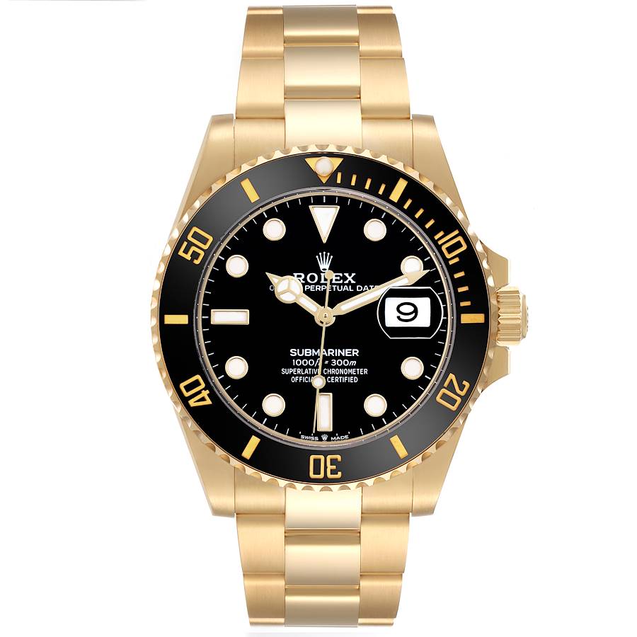 Submariner Yellow Gold Black Dial Bezel Mens Watch 126618