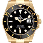 Submariner Yellow Gold Black Dial Bezel Mens Watch 126618