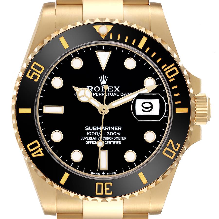 Submariner Yellow Gold Black Dial Bezel Mens Watch 126618