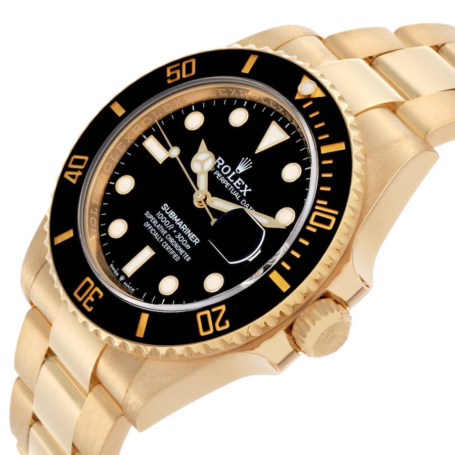Submariner Yellow Gold Black Dial Bezel Mens Watch 126618