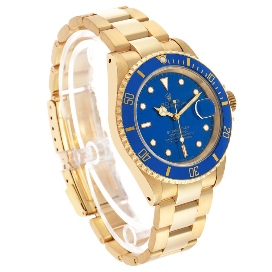 Submariner Yellow Gold Blue Dial Mens Watch 16618