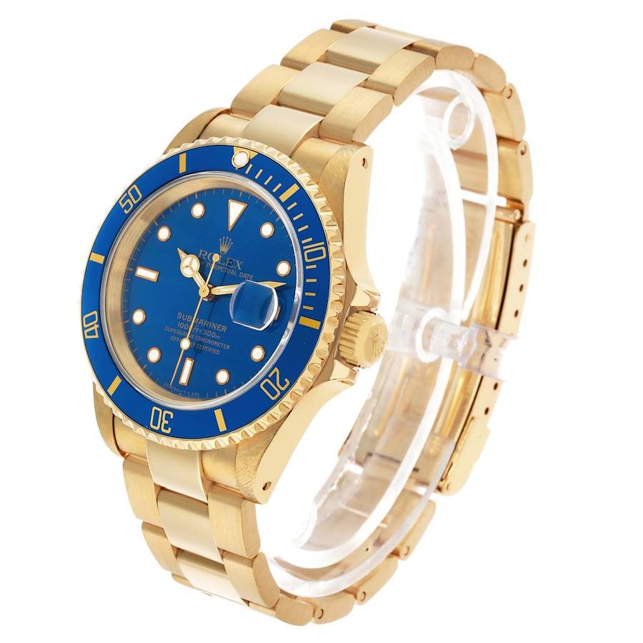 Submariner Yellow Gold Blue Dial Mens Watch 16618
