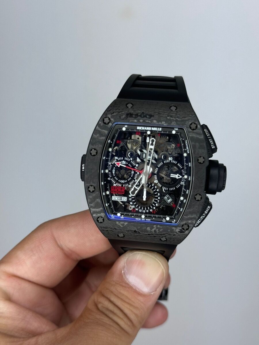Automatic Flyback Chronograph Dual Time Zone Jet Black Carbon NTPT RM 11-02